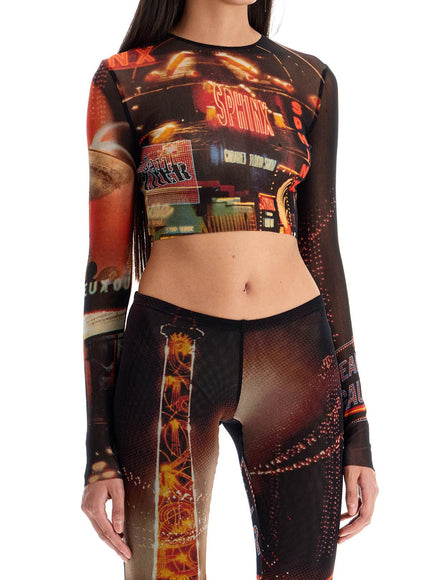 JEAN PAUL GAULTIER pigalle printed tulle crop top with