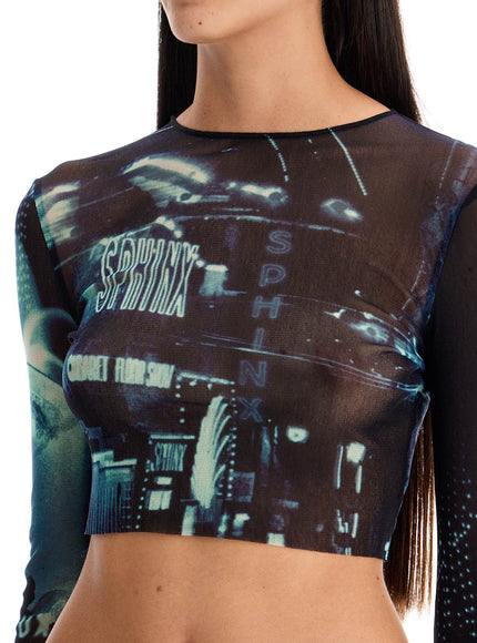 JEAN PAUL GAULTIER pigalle printed tulle crop top with