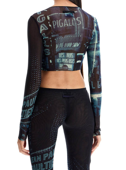 JEAN PAUL GAULTIER pigalle printed tulle crop top with