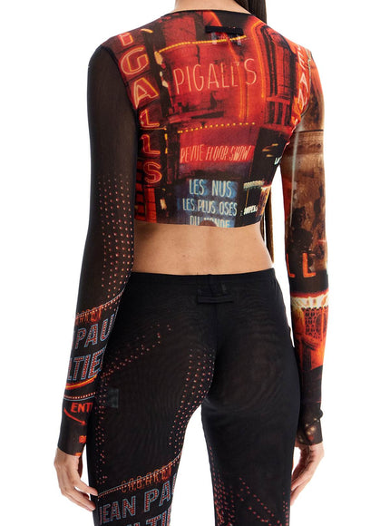 JEAN PAUL GAULTIER pigalle printed tulle crop top with