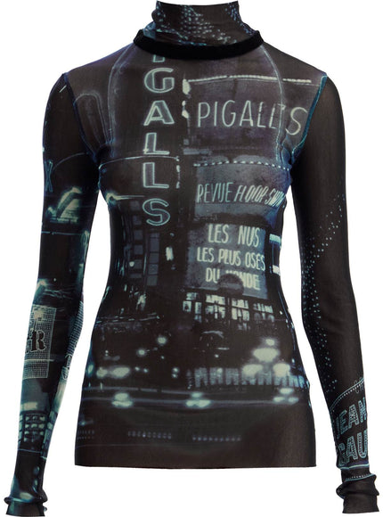 JEAN PAUL GAULTIER "pigalle print tulle top with