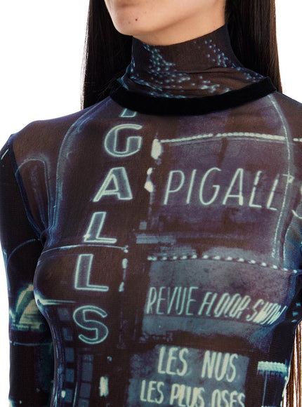 JEAN PAUL GAULTIER "pigalle print tulle top with