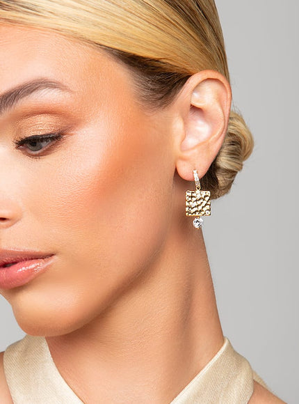 Tatiana Hammered Crystal Drop Earrings