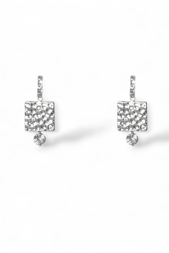 Tatiana Hammered Crystal Drop Earrings
