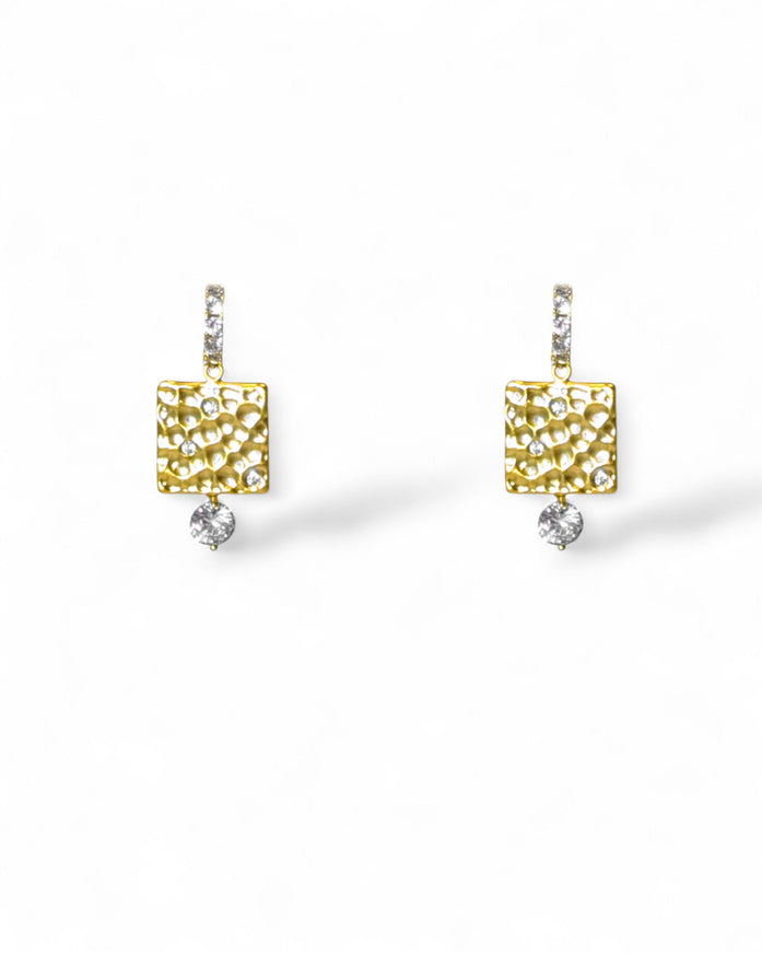 Tatiana Hammered Crystal Drop Earrings