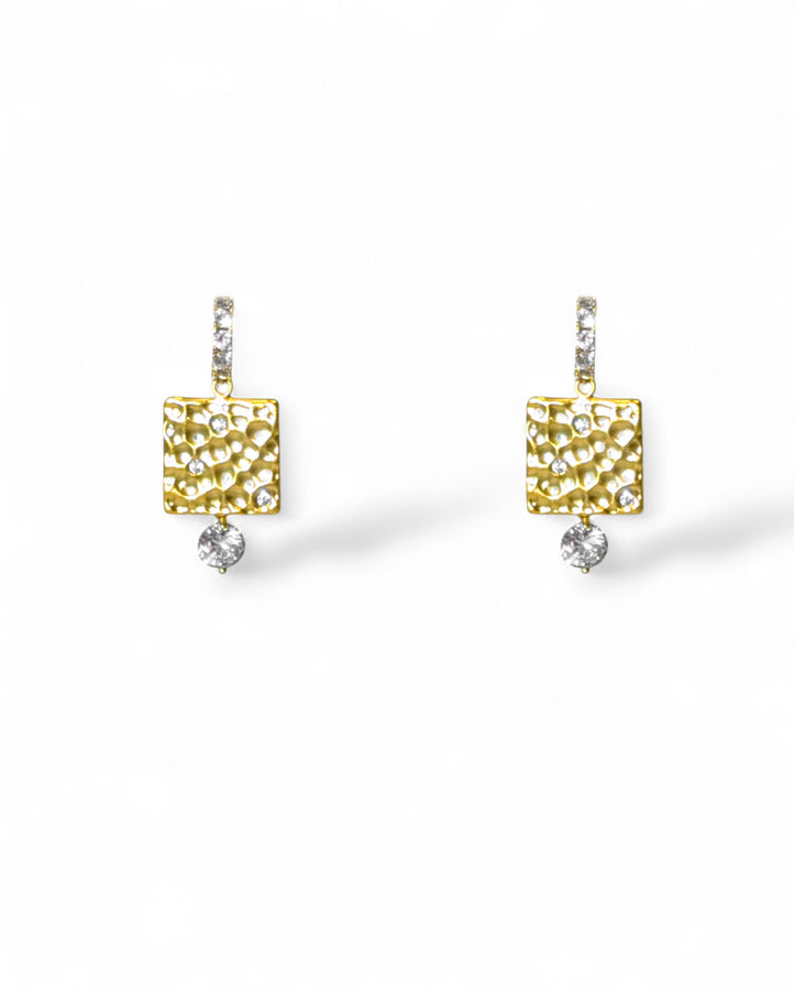 Tatiana Hammered Crystal Drop Earrings