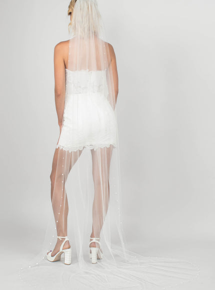 Tina Chapel Veil with Pearl Studded Border