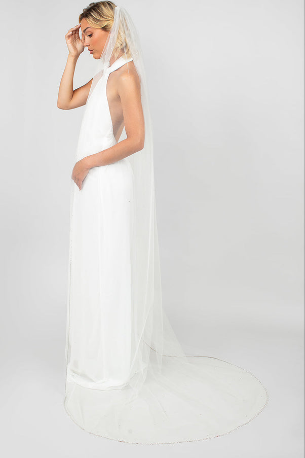 Ariel Taub Tinsley Chapel Veil with Crystal Train