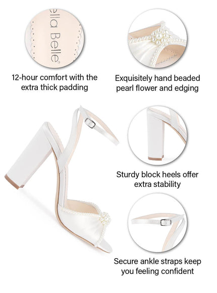 Bella Belle Tinsley Ivory Pearl Block Heel Wedding Shoes