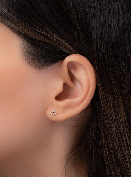 Zoe Lev Tiny Diamond Evil Eye Stud Earring