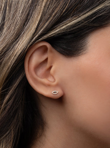 Zoe Lev Tiny Diamond Evil Eye Stud Earring