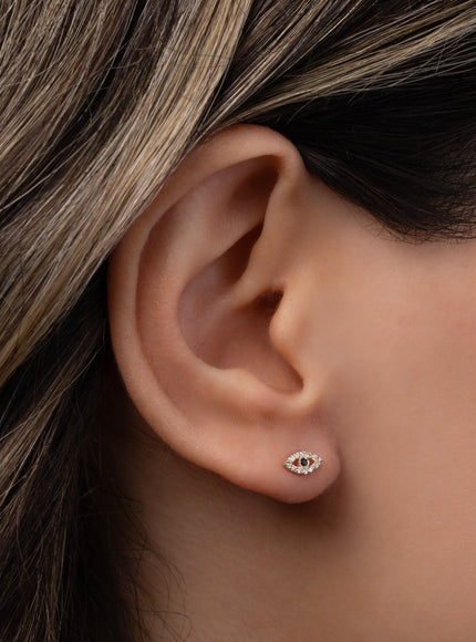 Zoe Lev Tiny Diamond Evil Eye Stud Earring