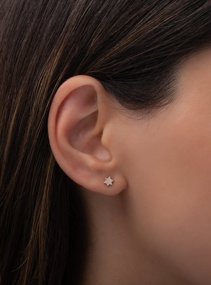 Zoe Lev Tiny Diamond Star of David Stud Earring