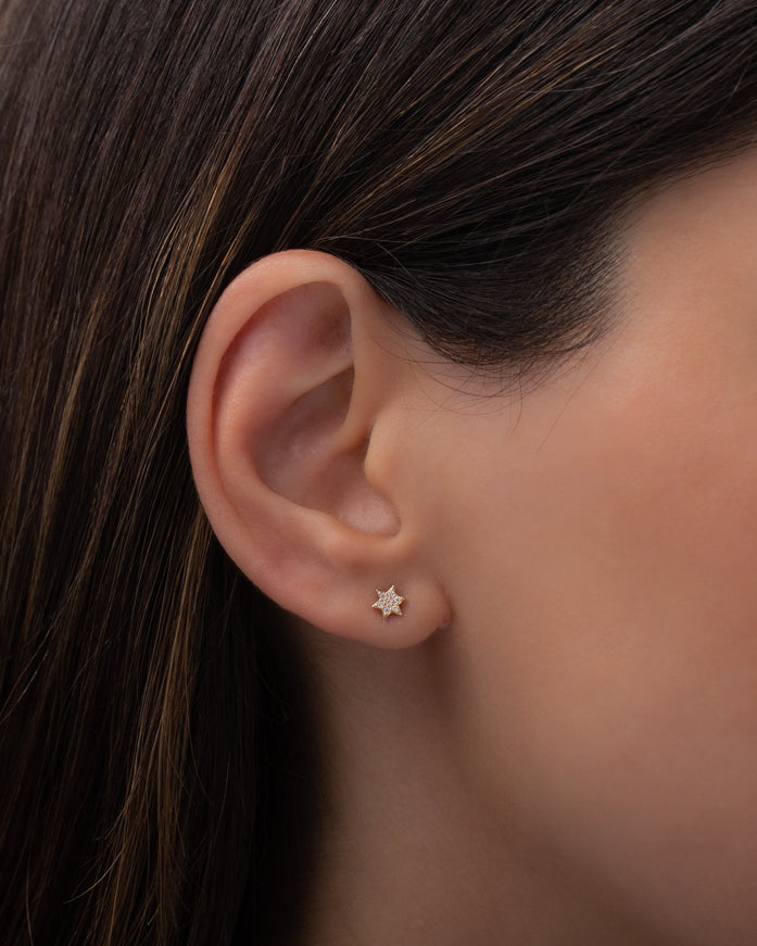 Zoe Lev Tiny Diamond Star of David Stud Earring