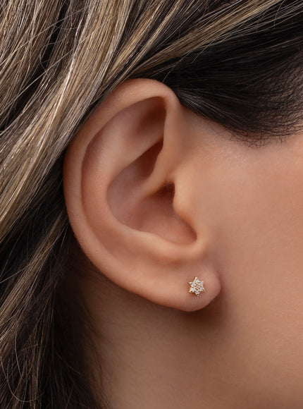 Zoe Lev Tiny Diamond Star of David Stud Earring