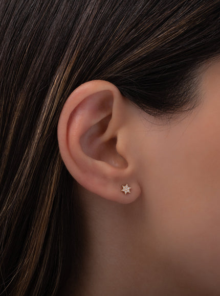Zoe Lev Tiny Diamond Star of David Stud Earring