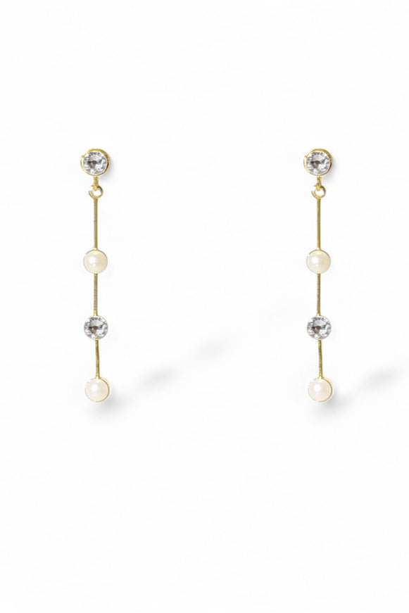 Ariel Taub Tori Pearl & Crystal Drop Earrings in Gold