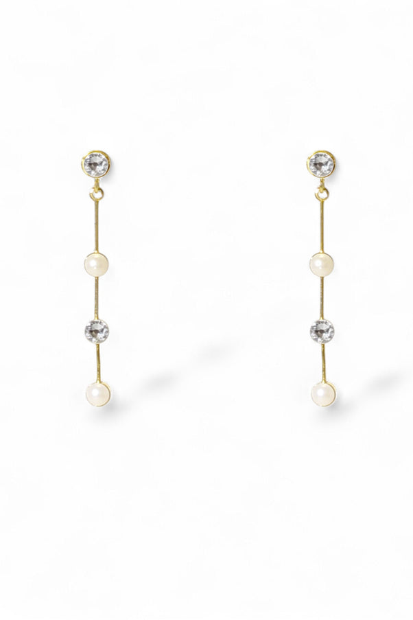 Ariel Taub Tori Pearl & Crystal Drop Earrings in Gold