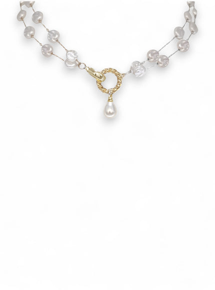 Très Chic Double Row Pearl Choker Necklace Gold