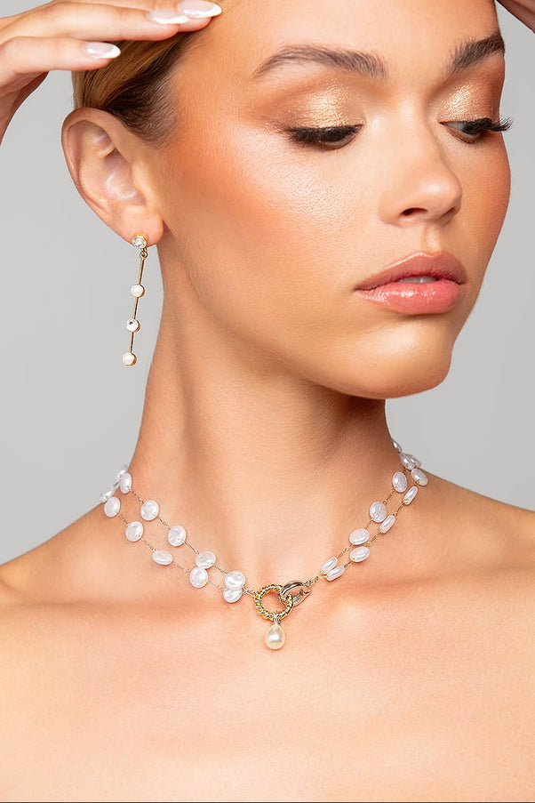 Très Chic Double Row Pearl Choker Necklace