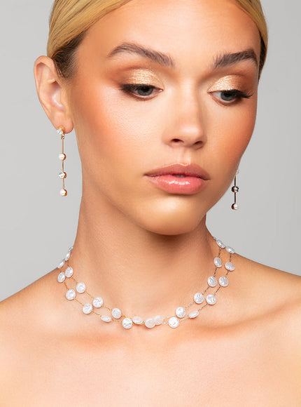 Tori Pearl & Crystal Drop Earrings