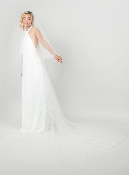 Ariel Taub Twinkle Cathedral Veil with Pearls & Crystals
