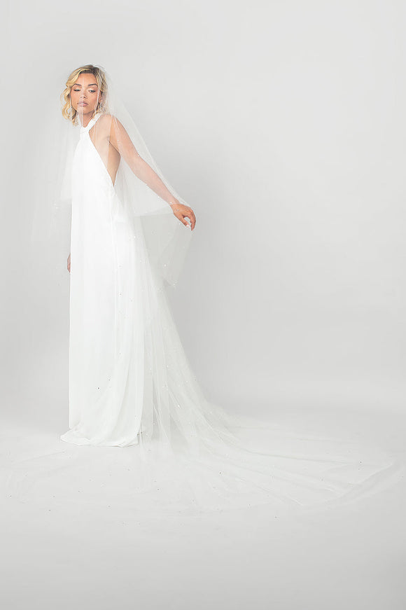 Ariel Taub Twinkle Cathedral Veil with Pearls & Crystals