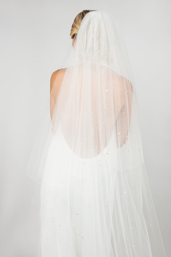 Ariel Taub Twinkle Cathedral Veil with Pearls & Crystals