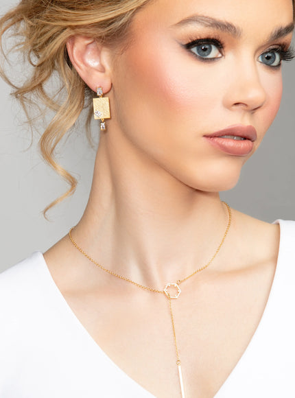 Veronica Hexagon Crystal Lariat Necklace