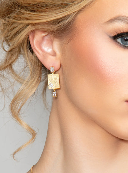 Uptown Cubic Zirconia Rectangular Drop Earrings