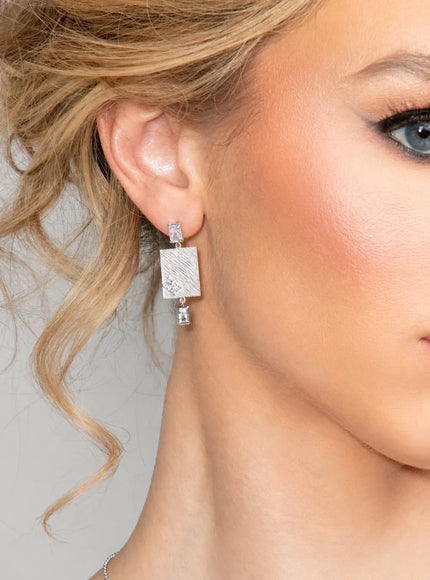 Uptown Cubic Zirconia Rectangular Drop Earrings