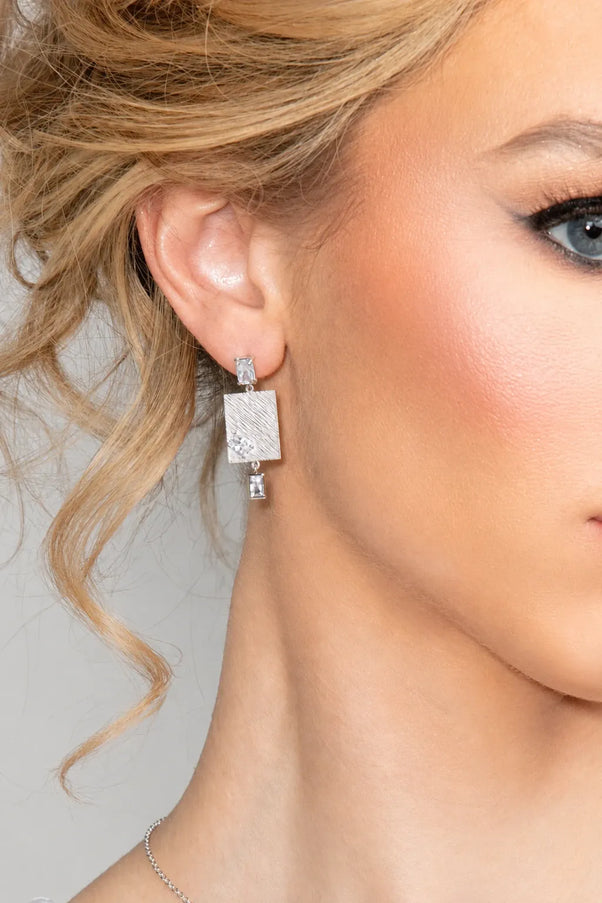 Uptown Cubic Zirconia Rectangular Drop Earrings
