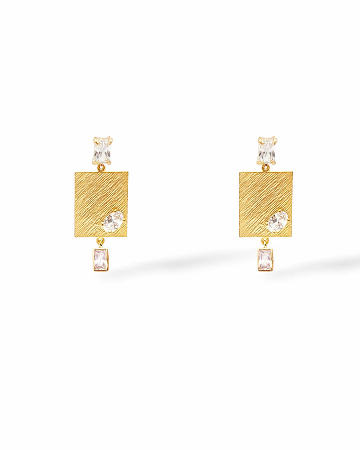 Uptown Cubic Zirconia Rectangular Drop Earrings