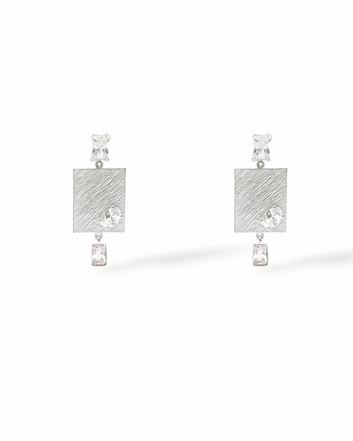 Uptown Cubic Zirconia Rectangular Drop Earrings