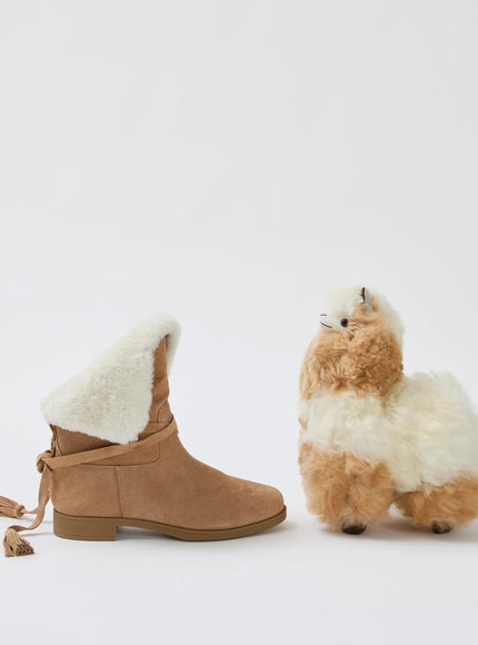 Larroude Verbier Bootie In Peanut Suede