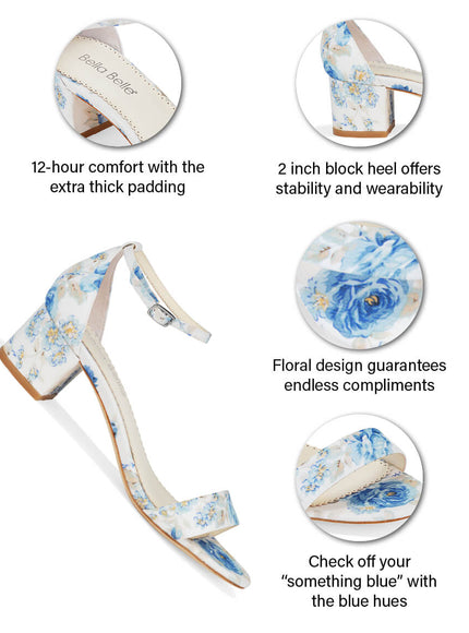 Bella Belle Vanessa Blue Floral Block Heels