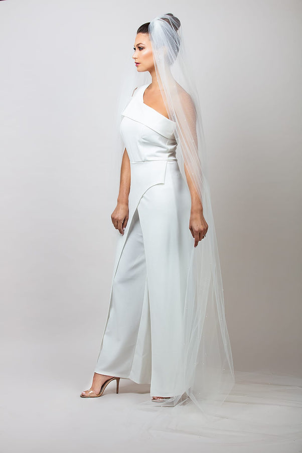 2000 Scattered Round Pearl Cathedral Veil