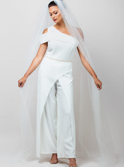 2000 Scattered Round Pearl Cathedral Veil