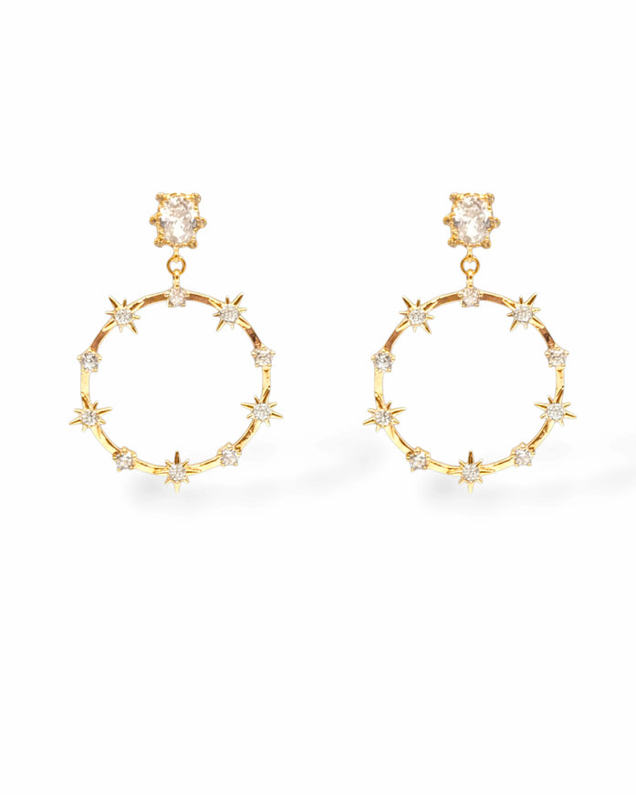 Vera CZ Star Hoop Earrings