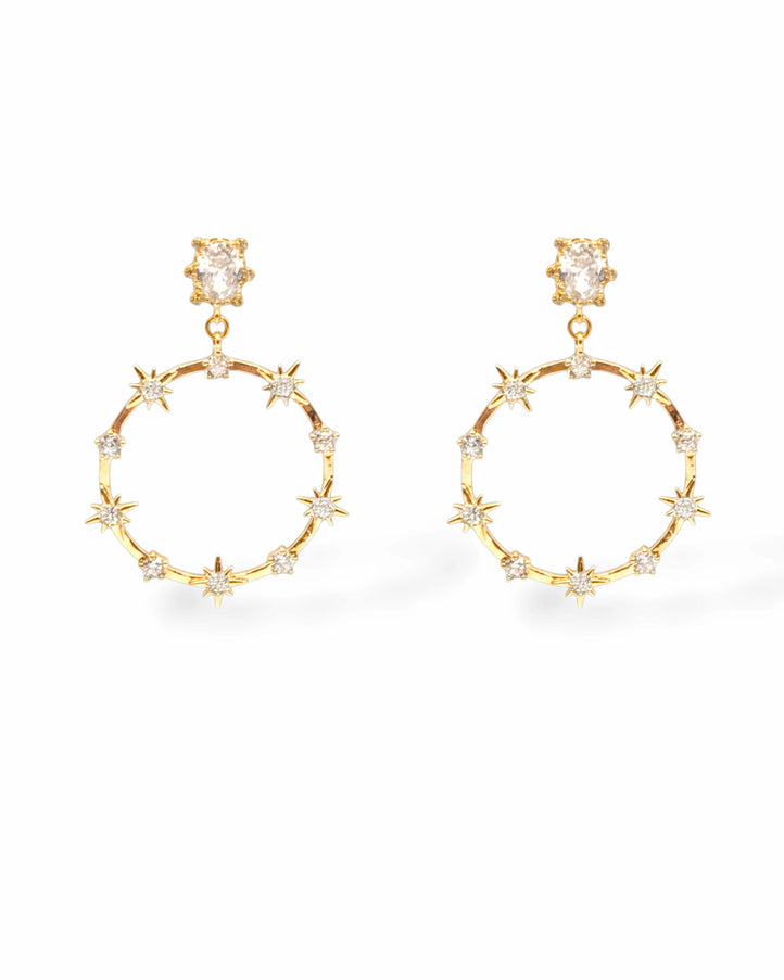 Vera CZ Star Hoop Earrings