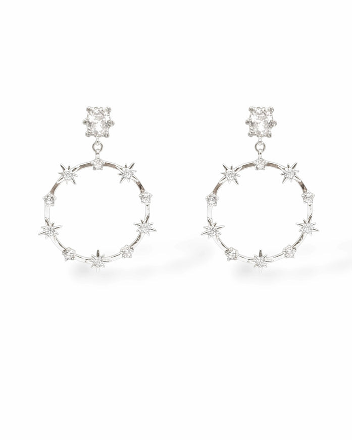 Vera CZ Star Hoop Earrings