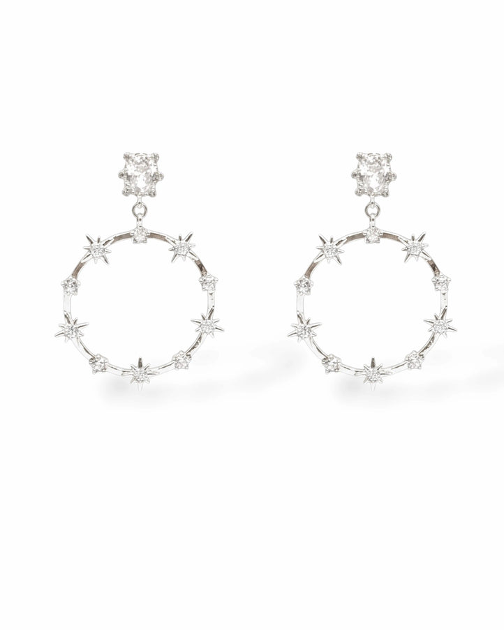 Vera CZ Star Hoop Earrings