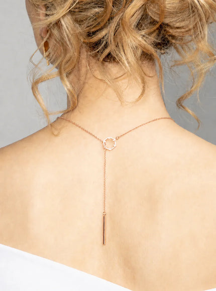 Veronica Hexagon Crystal Lariat Necklace
