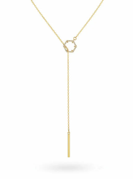 Veronica Hexagon Crystal Lariat Necklace