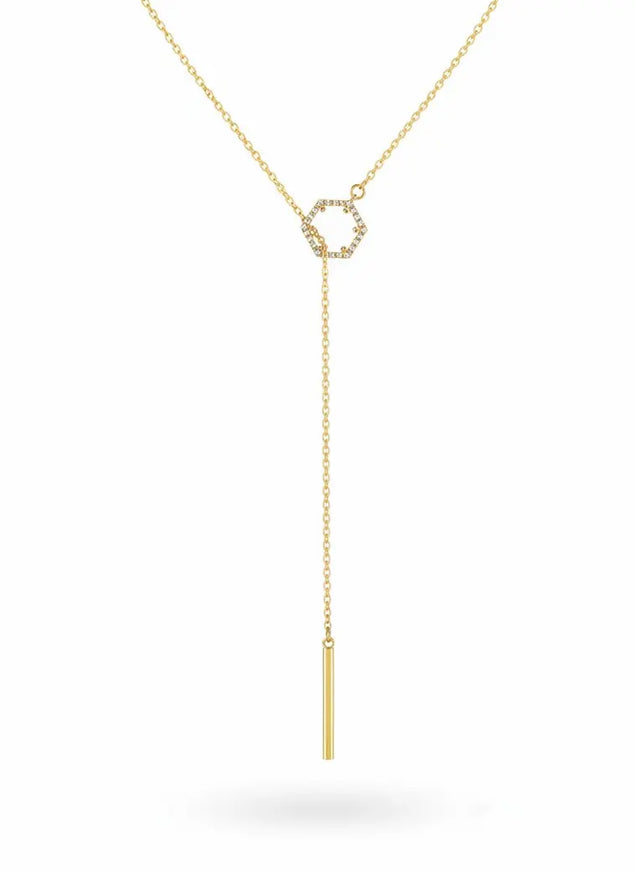Veronica Hexagon Crystal Lariat Necklace