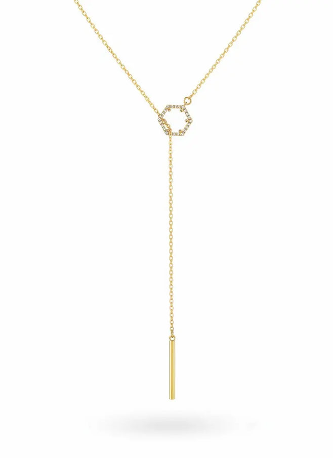 Veronica Hexagon Crystal Lariat Necklace