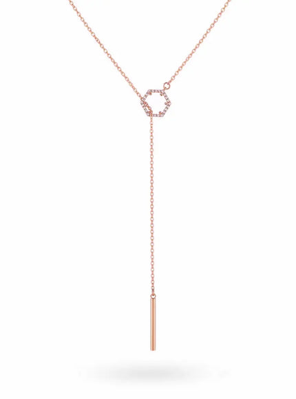 Veronica Hexagon Crystal Lariat Necklace