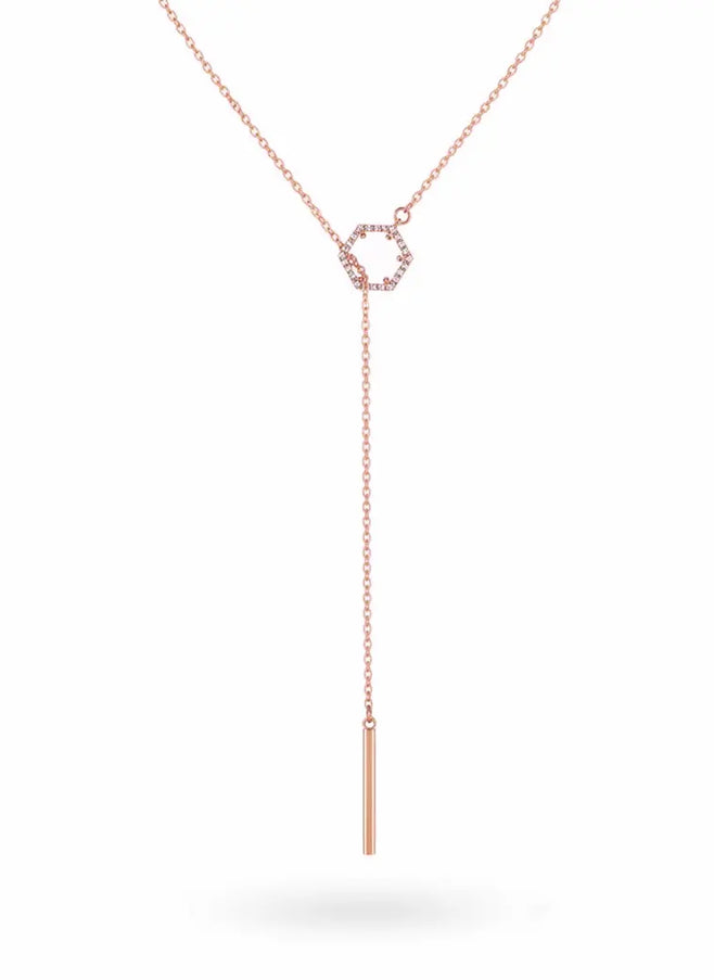 Veronica Hexagon Crystal Lariat Necklace