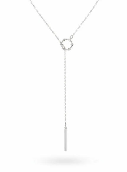 Veronica Hexagon Crystal Lariat Necklace