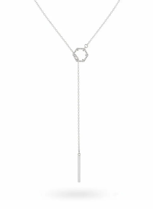 Veronica Hexagon Crystal Lariat Necklace